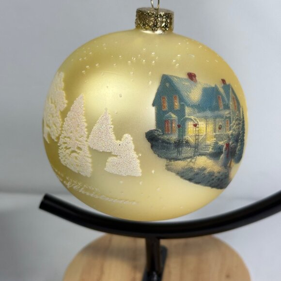 Thomas Kinkade "Blessings Of Christmas" Glass Hand-Painted Ornament Collectible - Picture 4 of 8